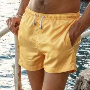 SOLD Marwida Men's Luxury Swim Trunks Mesh Lining Yellow Coral Size Medium NEW